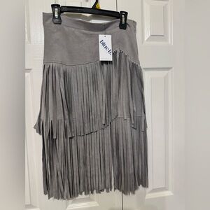Gray Fringe Skirt